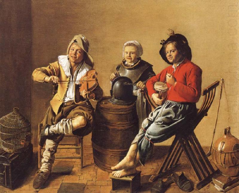 Jan Miense Molenaer Two Boys and a Girl Making Music china oil painting image